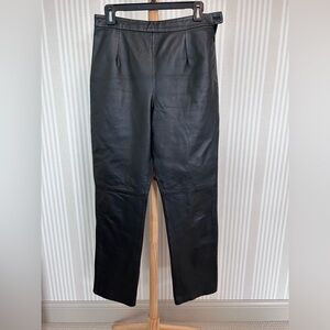 Vintage Clio Leather Pants Women’s Size 8 Black Straight Leg Side Zip Lined